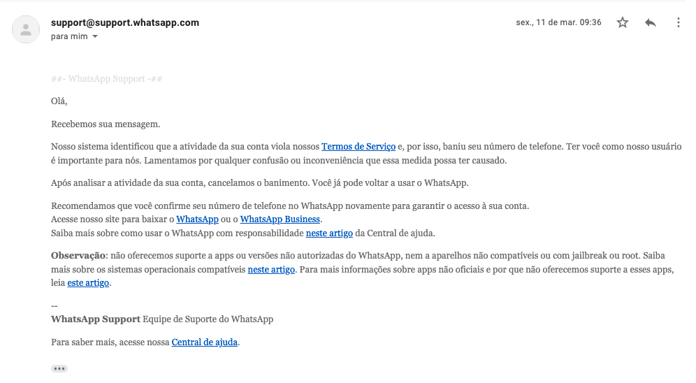 WhatsApp baniu sua conta? App terá opção para recorrer da decisão –  Tecnoblog